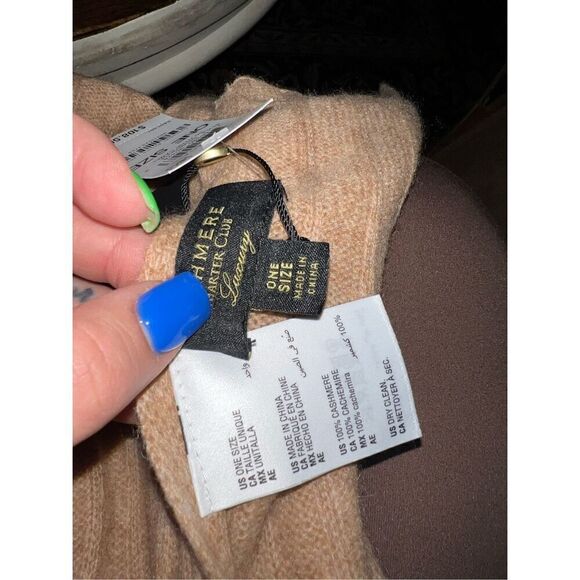 Charter Club NWT ribbed 100% cashmere scarf Heather Carmel - Picture 3 of 3